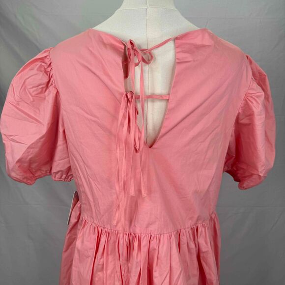 NWT Hyacinth House Tuckernuck Pink Puff Sleeve Crew Neck Babydoll Dress Small - Picture 8 of 15